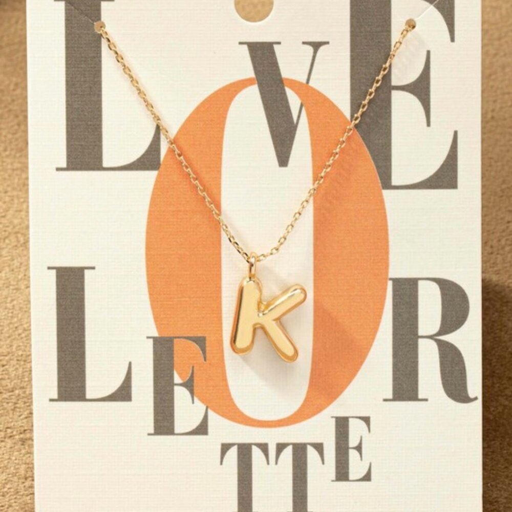K BUBBLE LETTER NECKLACE